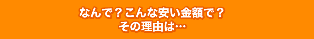 なんで？こんな安い金額で？
その理由は…